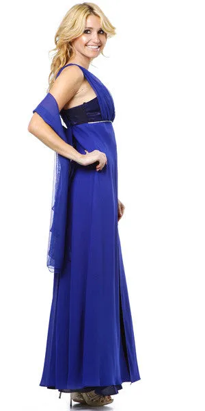CLEARANCE - Eureka 1146 Long Sleeveless Belted Empire Waist Gown (Size L)