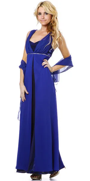 CLEARANCE - Eureka 1146 Long Sleeveless Belted Empire Waist Gown (Size L)