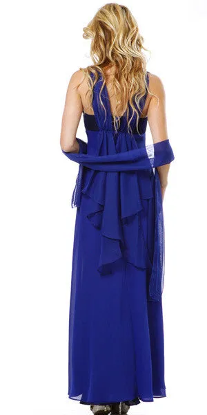 CLEARANCE - Eureka 1146 Long Sleeveless Belted Empire Waist Gown (Size L)