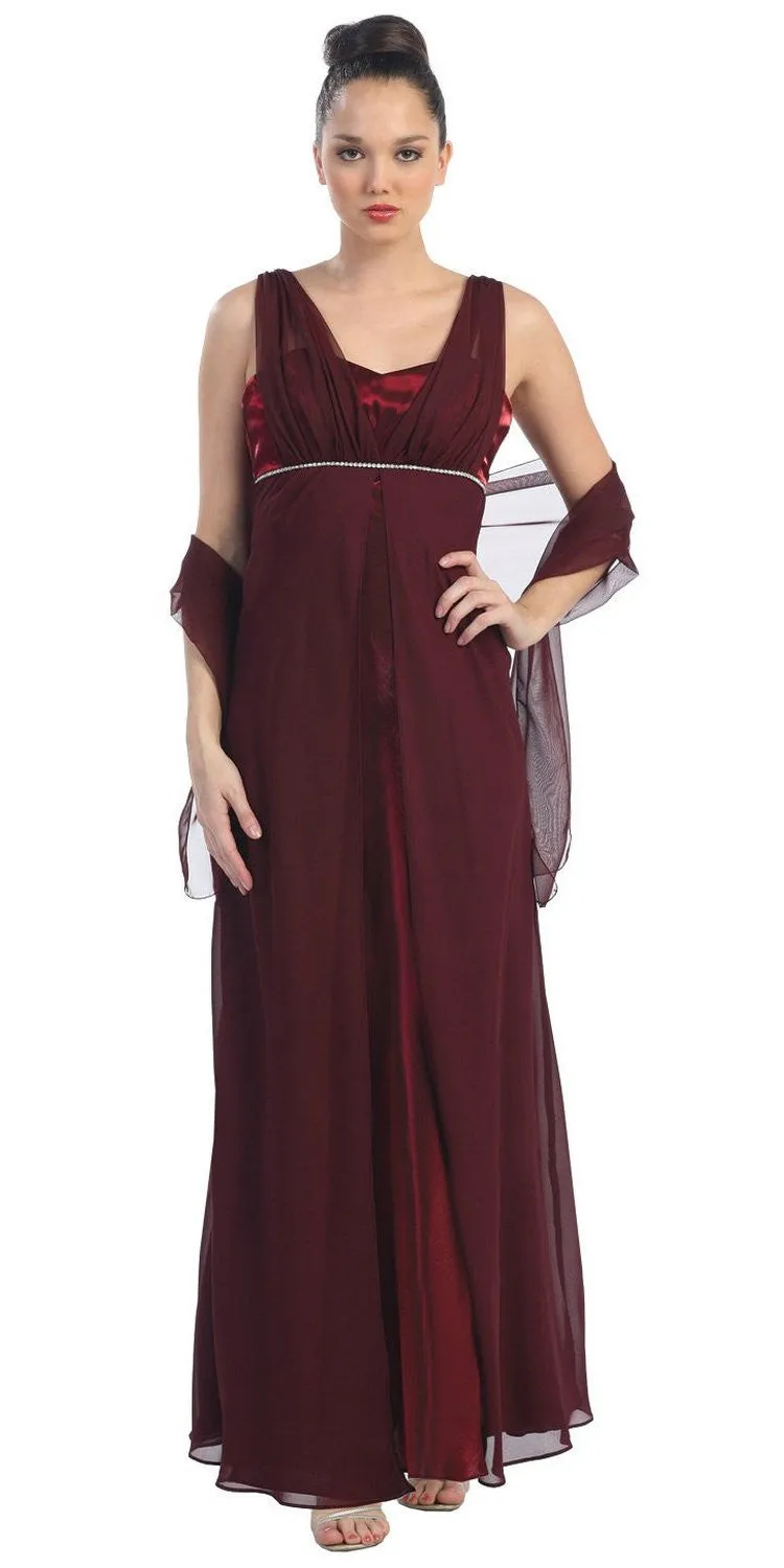 CLEARANCE - Eureka 1146 Long Sleeveless Belted Empire Waist Gown (Size L)