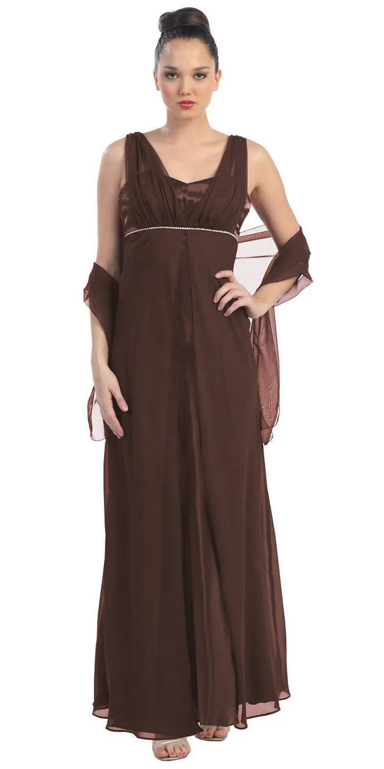 CLEARANCE - Eureka 1146 Long Sleeveless Belted Empire Waist Gown (Size L)