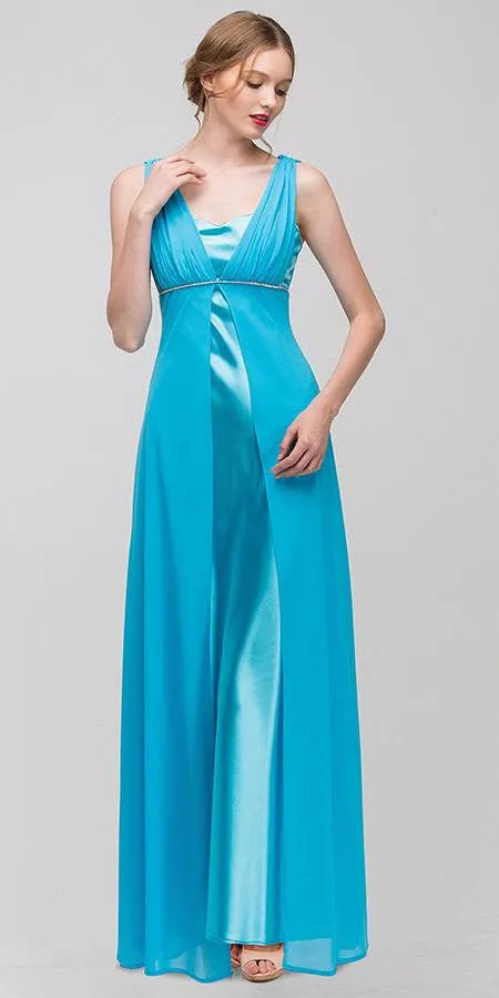 CLEARANCE - Eureka 1146 Long Sleeveless Belted Empire Waist Gown (Size L)
