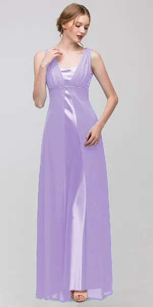 CLEARANCE - Eureka 1146 Long Sleeveless Belted Empire Waist Gown (Size L)