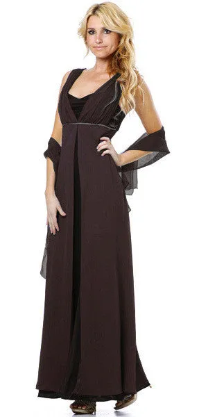 CLEARANCE - Eureka 1146 Long Sleeveless Belted Empire Waist Gown (Size L)