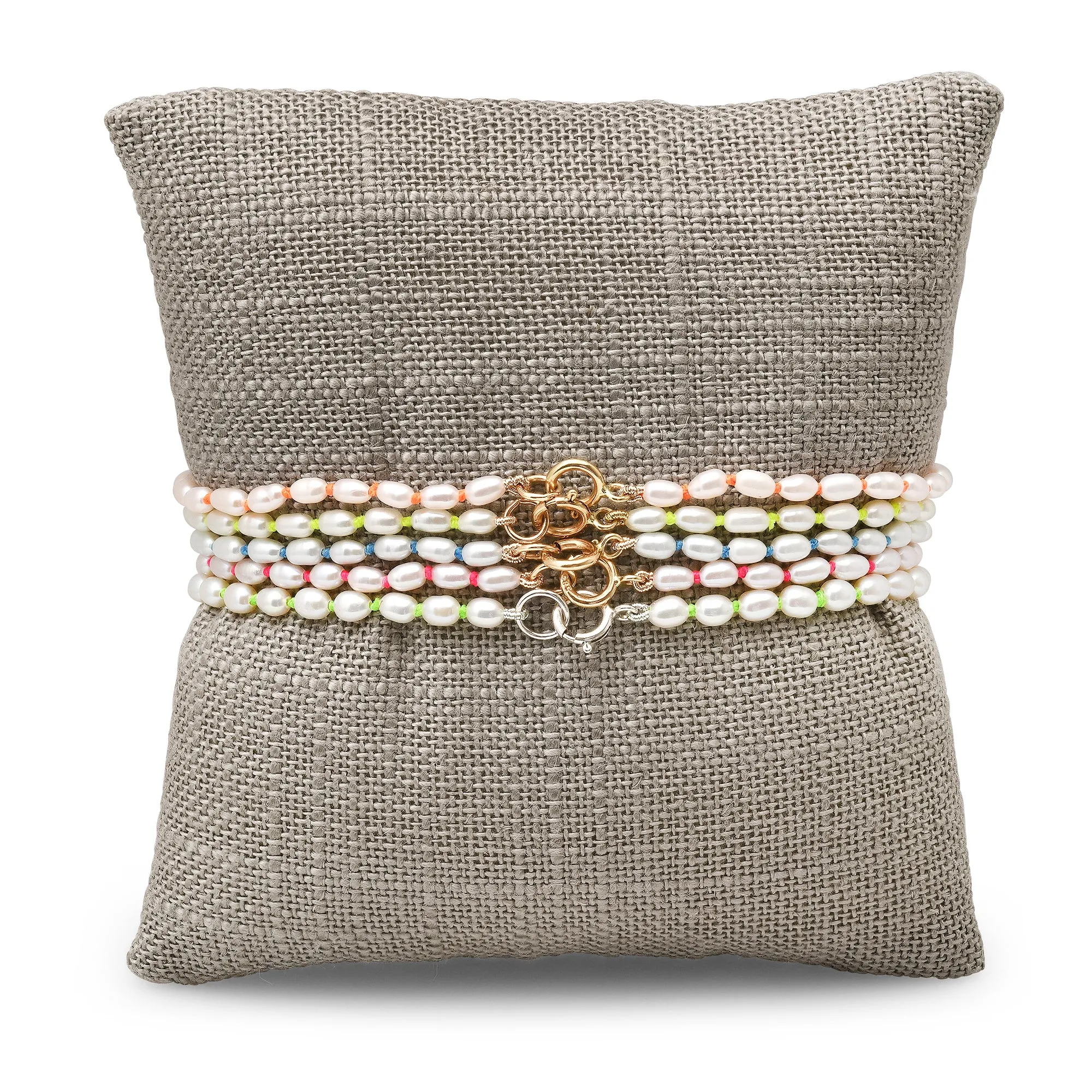 Confetti hand knotted pearl bracelets