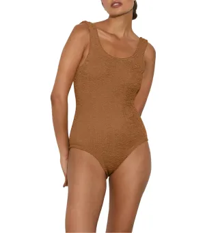 Coverage Square Neck Swim in Metallic Cocoa