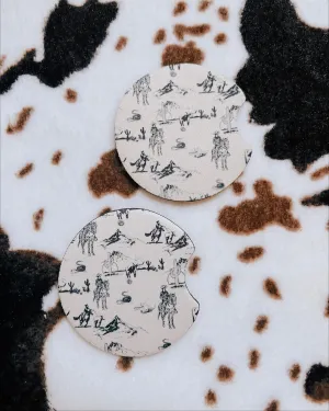 Cream Farm Car Coasters