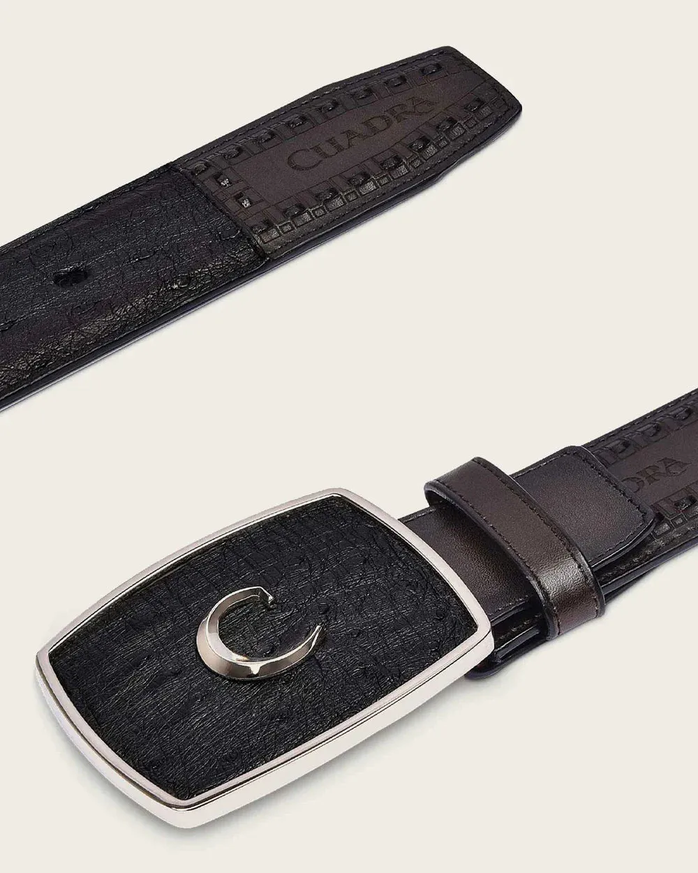 CUADRA BLACK WESTERN OSTRICH BELT
