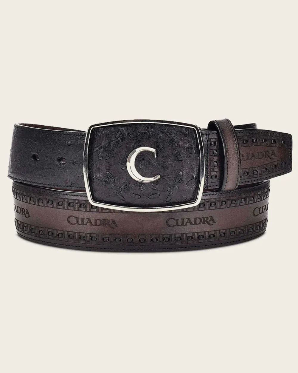 CUADRA BLACK WESTERN OSTRICH BELT