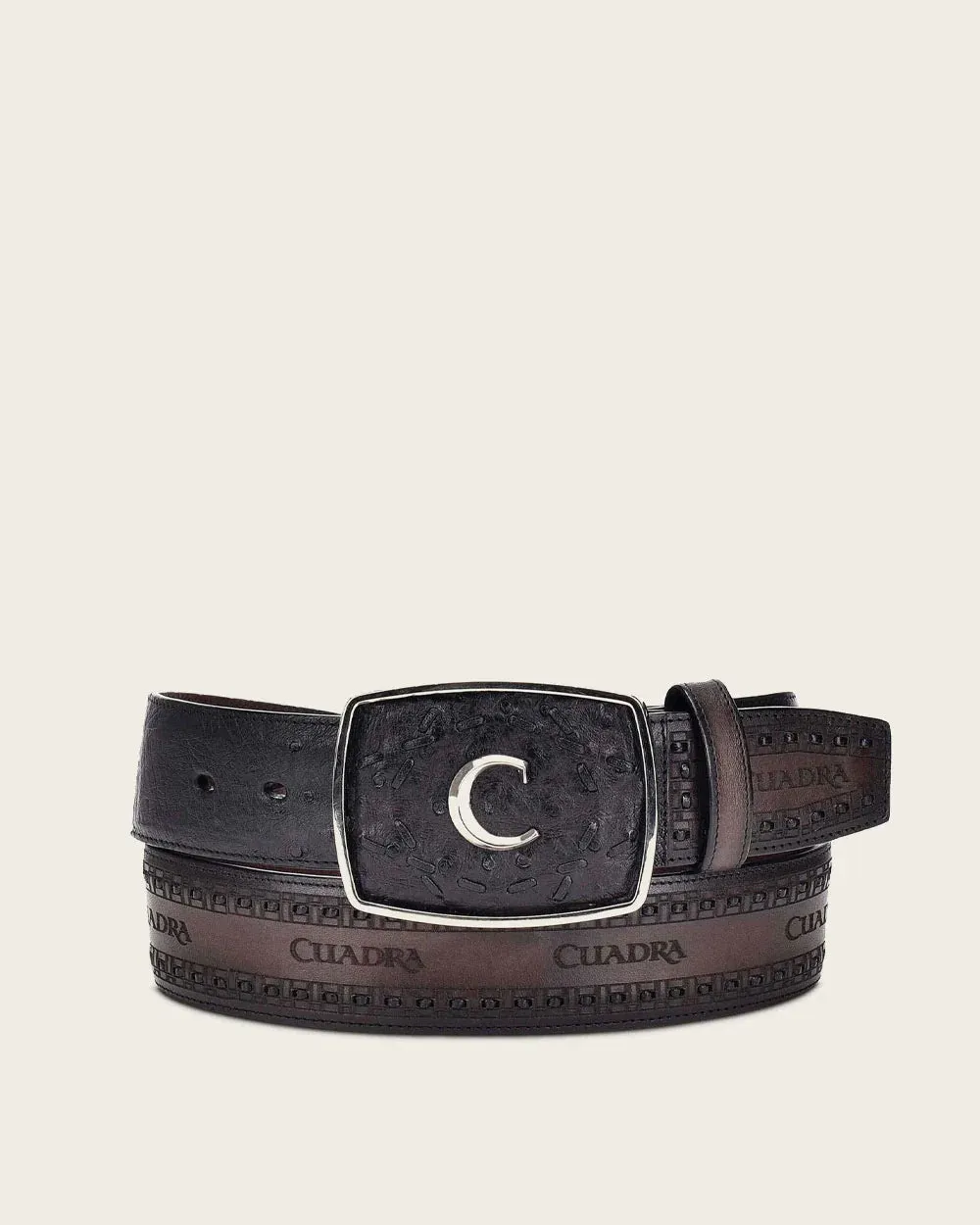 CUADRA BLACK WESTERN OSTRICH BELT