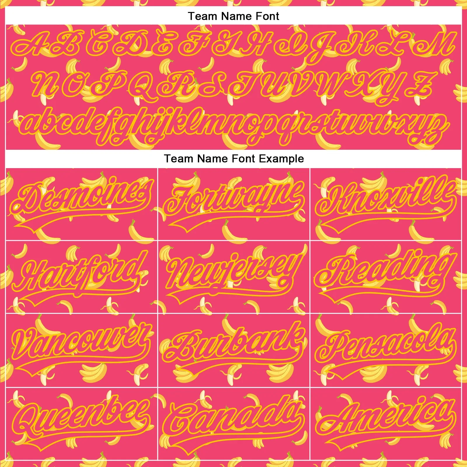 Custom Neon Pink Yellow 3D Pattern Design Fruit Banana Authentic Baseball Jersey