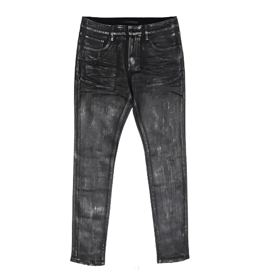 Cutty Mens Coated Denim Jean Black