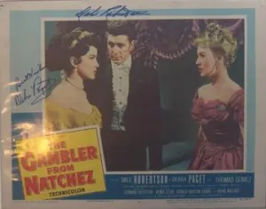 Dale Robertson & Debra Paget Signed Autographed Vintage "The Gambler From Natchez" 11x14 Lobby Photo (SA COA)
