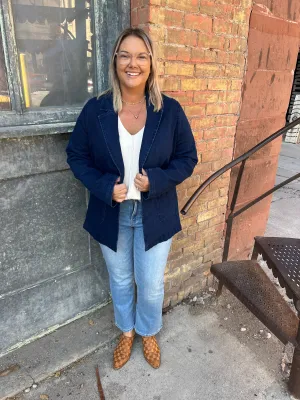 Dark Denim Washed Blazer