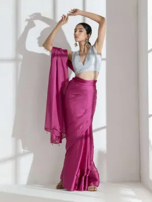Deep Onion Butter Chiffon Saree with Beads