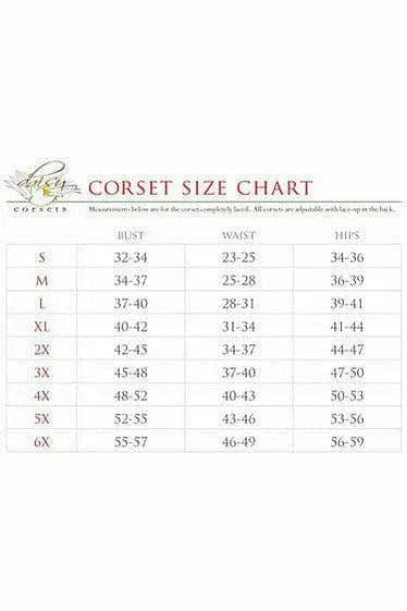 Deluxe Denim Blue Steel Boned Overbust Corset with Zipper