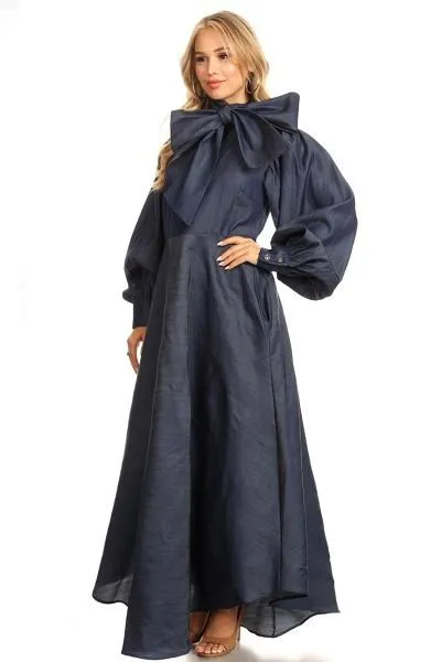Denim Bow Maxi Dress