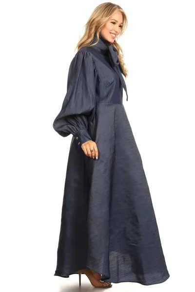 Denim Bow Maxi Dress
