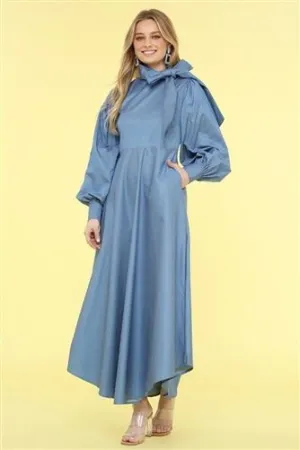 Denim Bow Maxi Dress