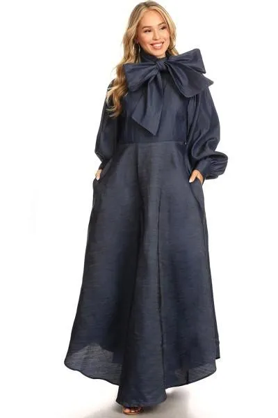 Denim Bow Maxi Dress