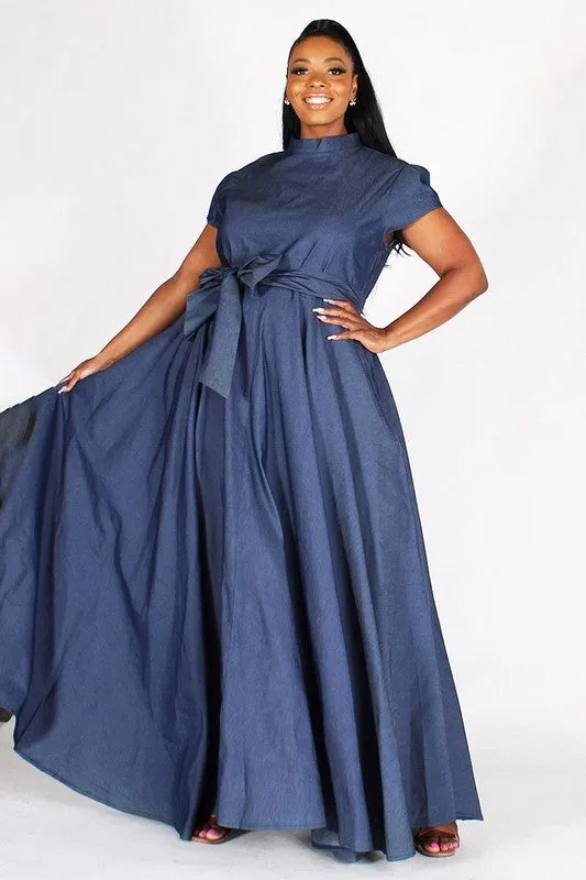 Denim Cap Sleeve Dress