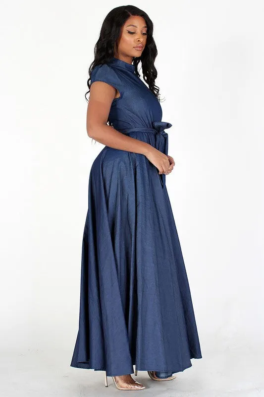 Denim Cap Sleeve Dress
