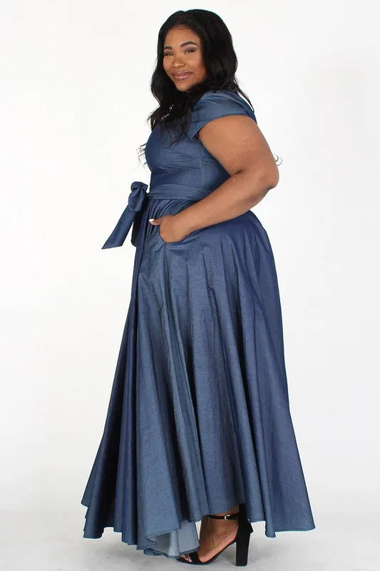 Denim Cap Sleeve Dress