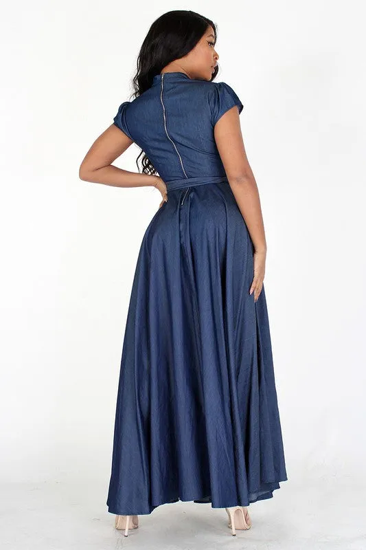 Denim Cap Sleeve Dress
