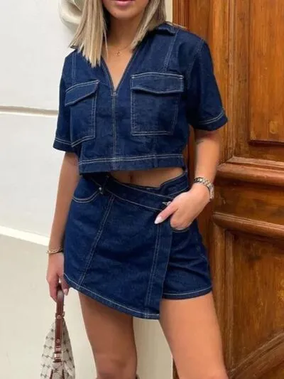 Denim Skirt Set