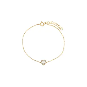 Diamond Pave Colored Stone Heart Bracelet 14K