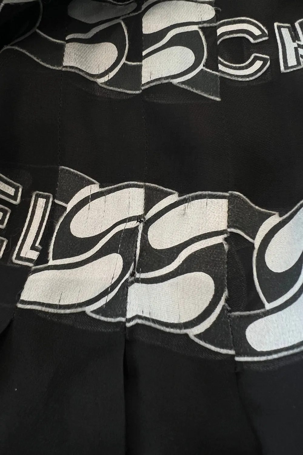Documented Fall 2001 Chanel by Karl Lagerfeld Runway Black & White Silk Logo Skirt