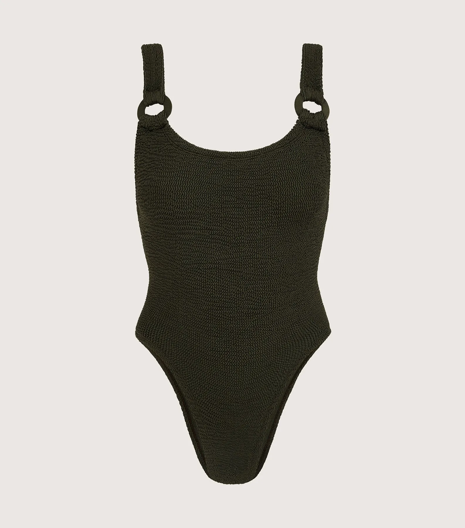 Domino Swim With Tonal Hoops - Metallic Khaki