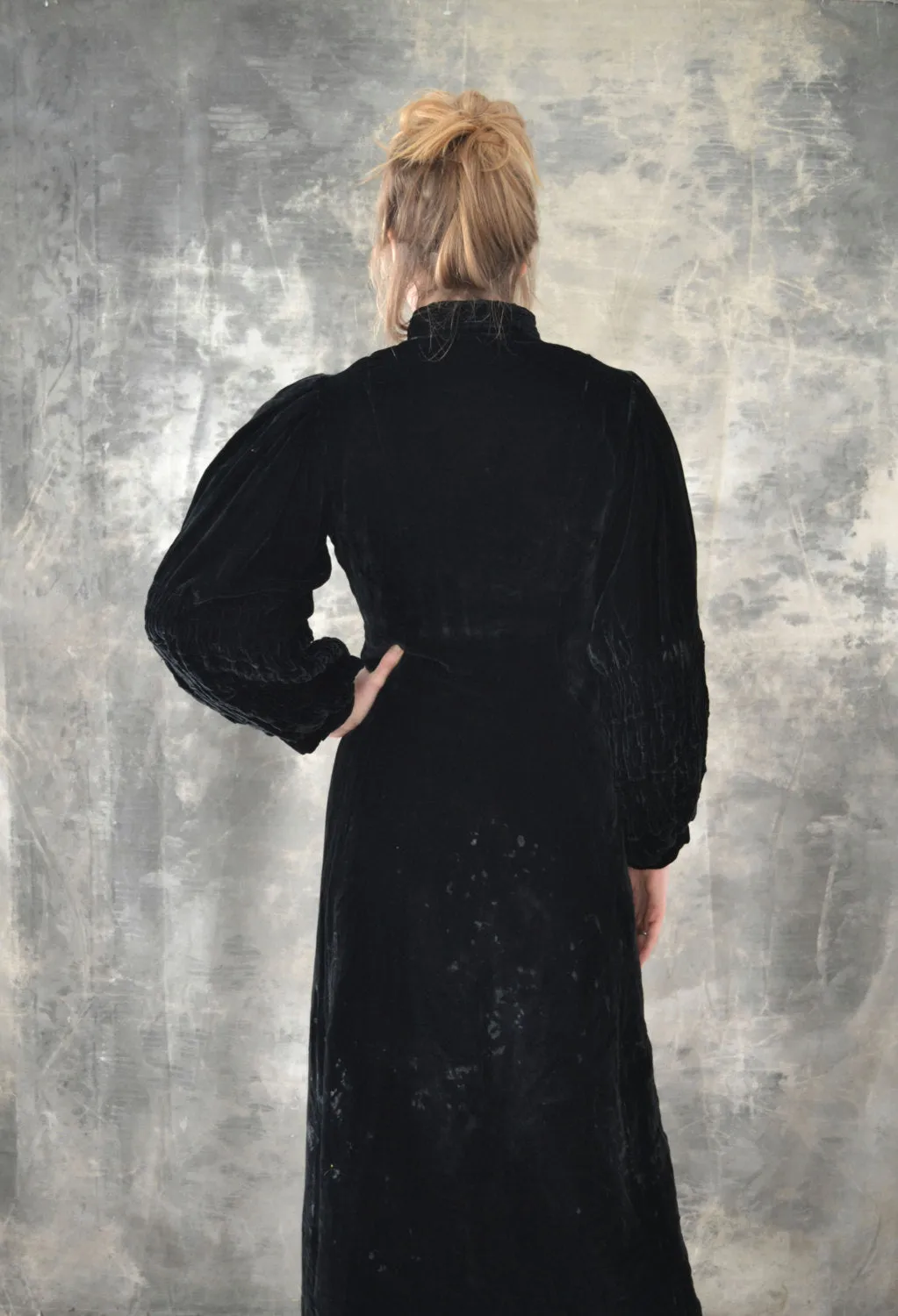Edwardian Black Velvet Opera Coat