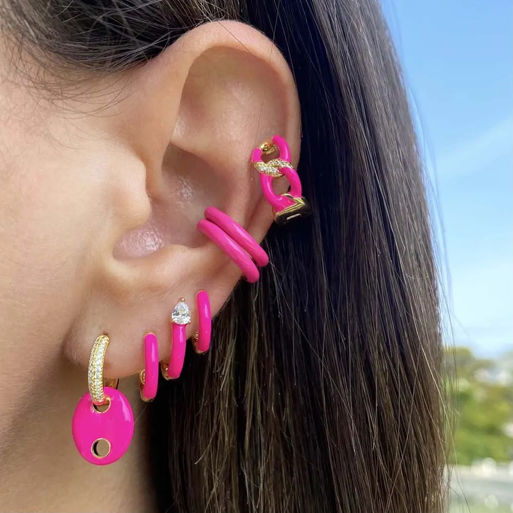 Enamel Huggie Earring