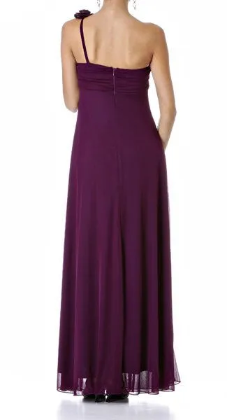 Eureka 1701 Rosette Strapped One Shoulder Long Dress