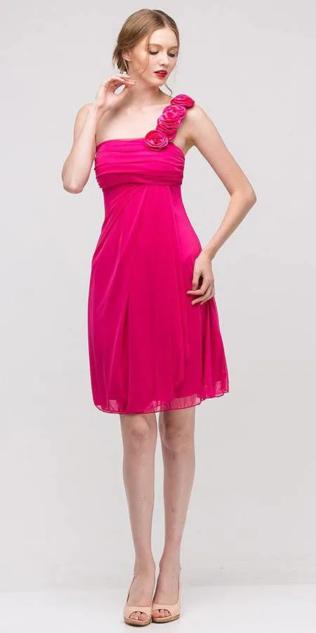 Eureka 1801 One Shoulder Knee Length Chiffon Dress