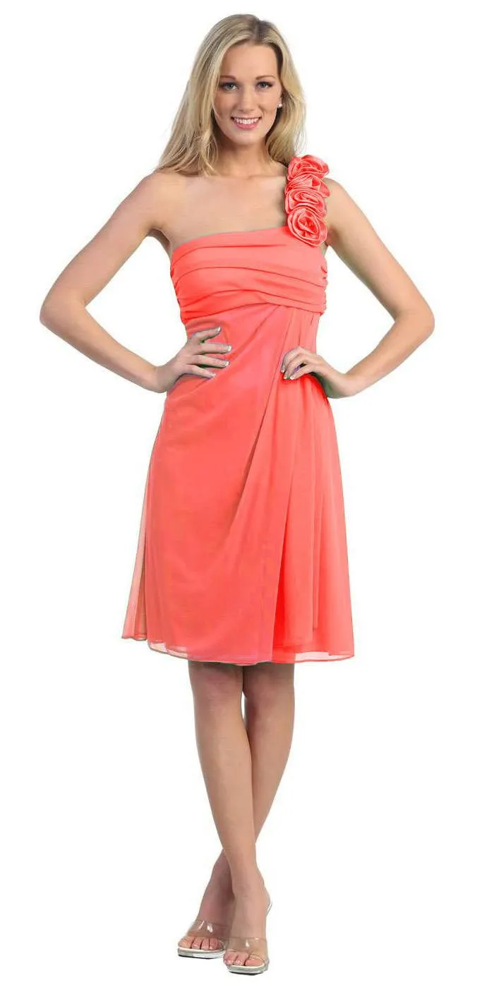 Eureka 1801 One Shoulder Knee Length Chiffon Dress