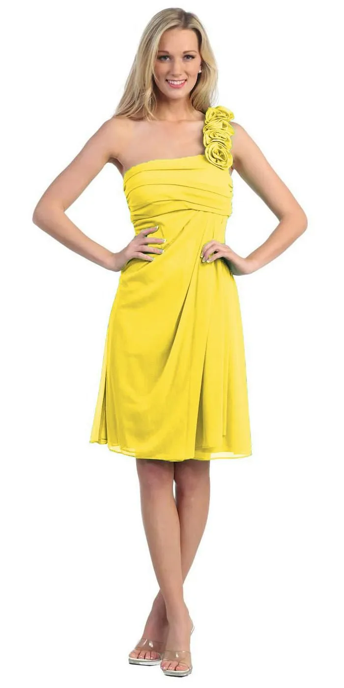 Eureka 1801 One Shoulder Knee Length Chiffon Dress