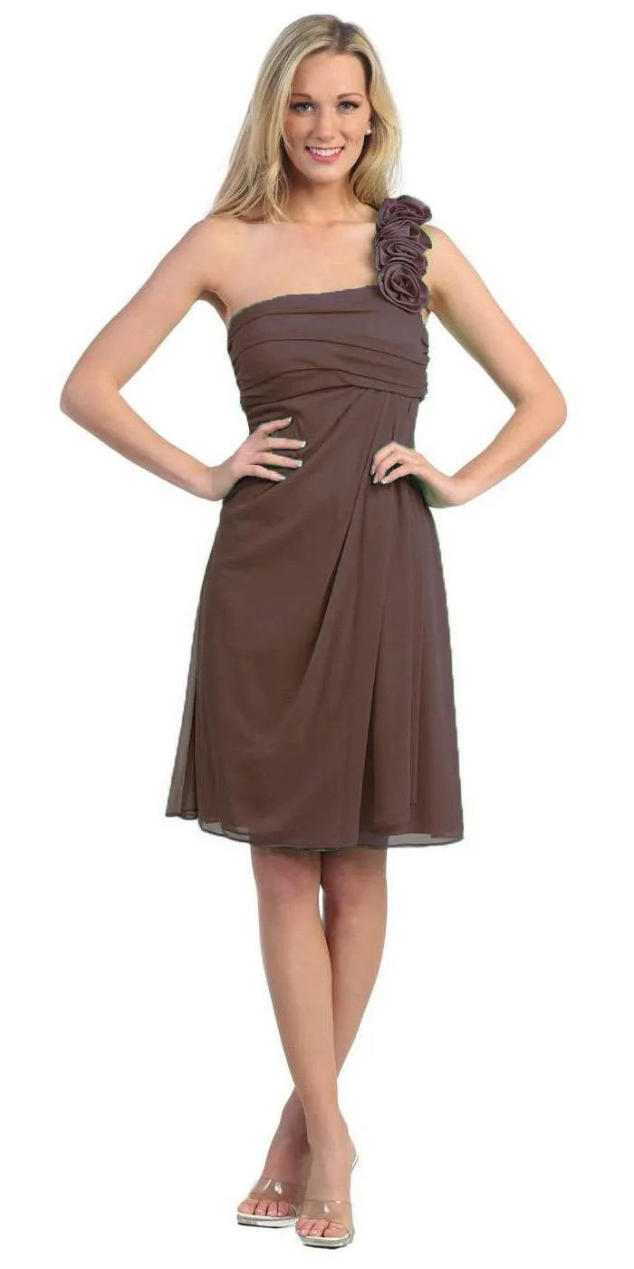 Eureka 1801 One Shoulder Knee Length Chiffon Dress