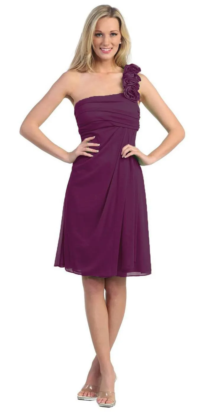 Eureka 1801 One Shoulder Knee Length Chiffon Dress