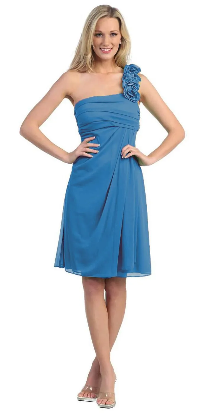 Eureka 1801 One Shoulder Knee Length Chiffon Dress
