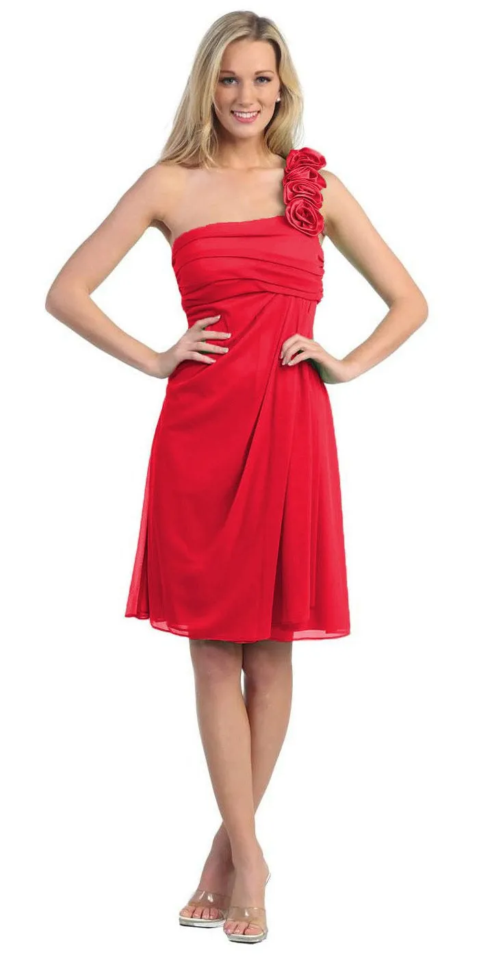 Eureka 1801 One Shoulder Knee Length Chiffon Dress