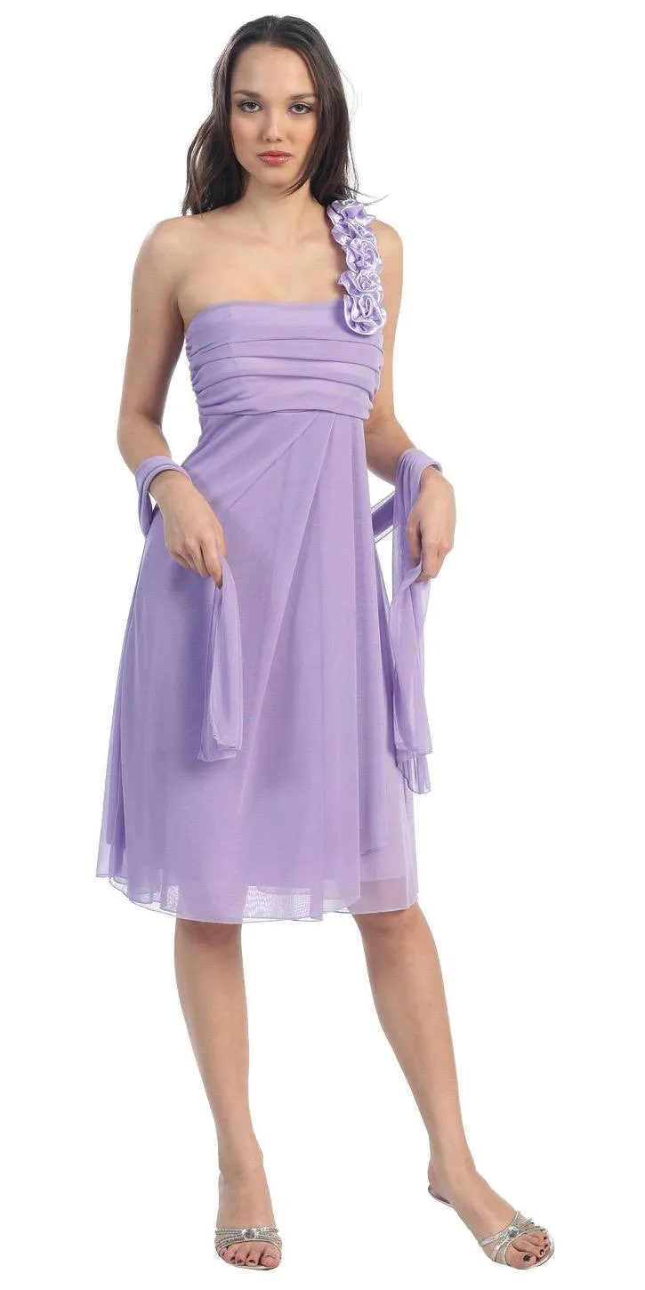 Eureka 1801 One Shoulder Knee Length Chiffon Dress