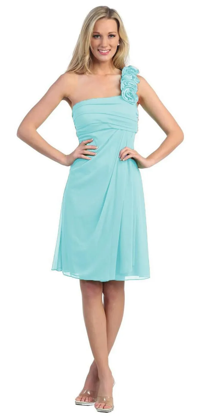 Eureka 1801 One Shoulder Knee Length Chiffon Dress