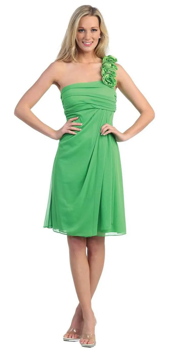 Eureka 1801 One Shoulder Knee Length Chiffon Dress