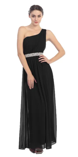 Eureka 1924 Grecian Inspired Chiffon Gown Long One Shoulder