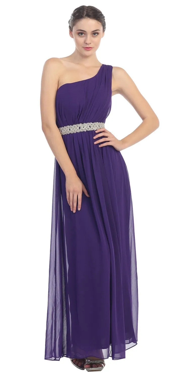 Eureka 1924 Grecian Inspired Chiffon Gown Long One Shoulder