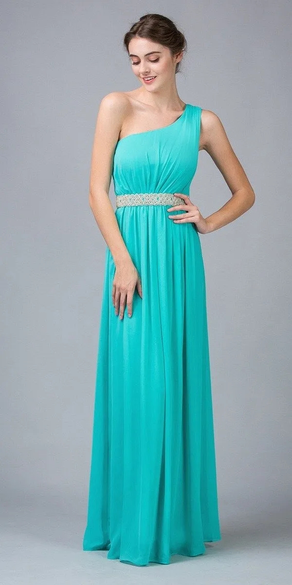 Eureka 1924 Grecian Inspired Chiffon Gown Long One Shoulder