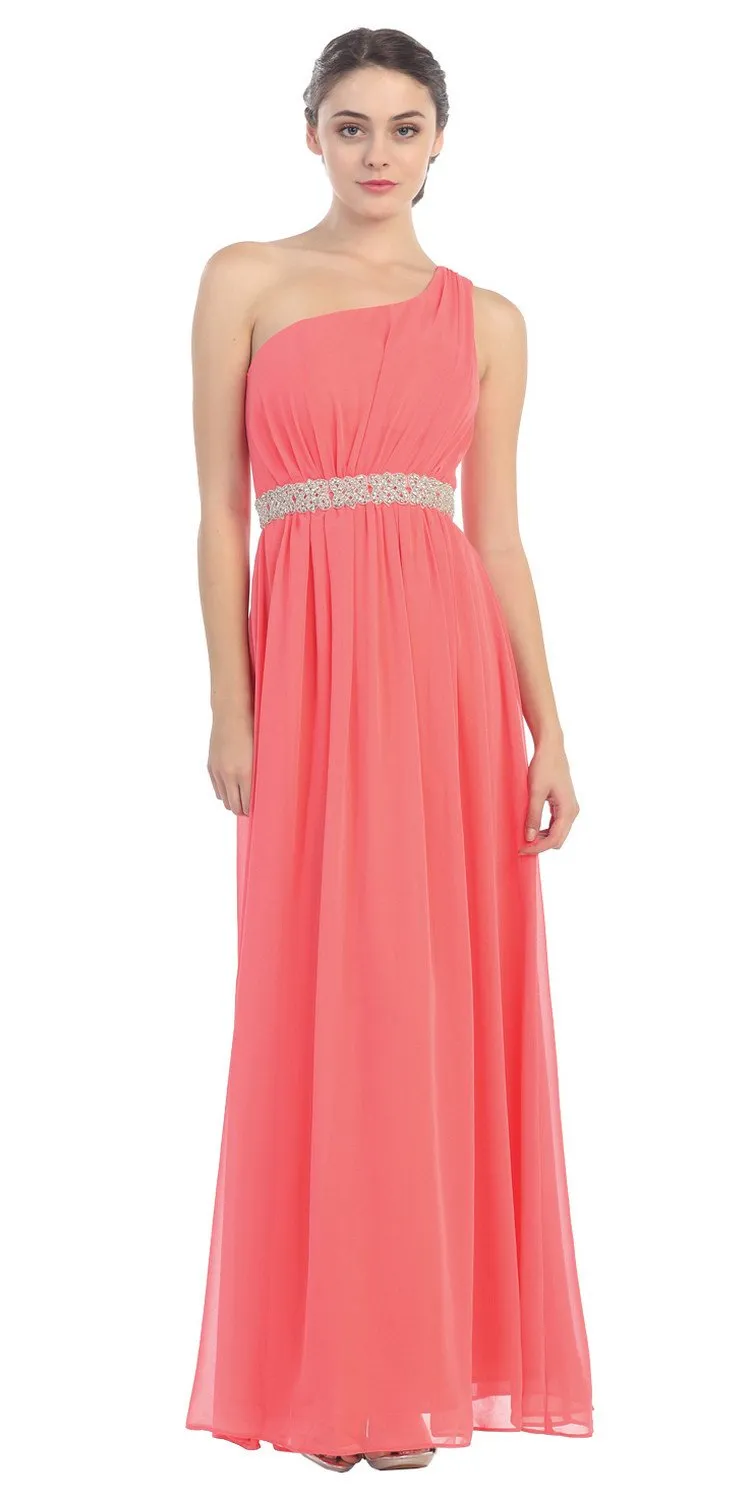 Eureka 1924 Grecian Inspired Chiffon Gown Long One Shoulder