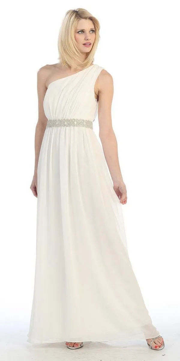 Eureka 1924 Grecian Inspired Chiffon Gown Long One Shoulder